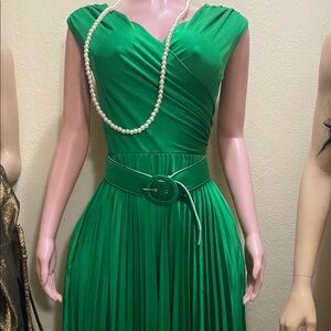 Elegant Green Dress with Belt